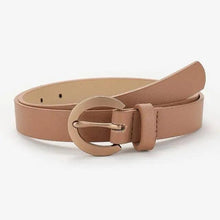 Load image into Gallery viewer, Simple Double Round Buckle PU Leather Waist Strap Vintage Design Double O-Ring Buckle  Women Leather Belt For Jeans And Dresses
