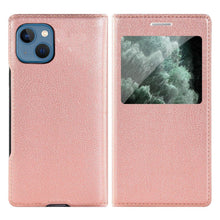 Load image into Gallery viewer, Simple Flip Ultra Thin Window Cover Leather Phone Case For iPhone 14 13 12 11 Pro Mini Luxury Leather Wallet Case Flip Cover Classic Simple iphone case
