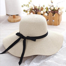 Load image into Gallery viewer, Simple Foldable Wide Floppy Girls Straw Hat Sun Hat Classic New Trendy Big Beach Summer Hats Retro Design Breathable Summer Hat UV Protection Beach Women Travel Cap Portable Female Cap
