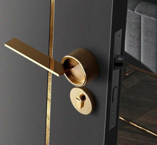 将图片加载到图库查看器，Simple Golden Split Lock Zinc Alloy Indoor Wooden Door Lock Magnetic Mute Bedroom Door Lock Universal Handle Lock Key Pin For Bedroom Bathroom Interior Privacy Door
