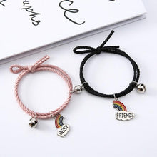 Load image into Gallery viewer, Simple Rainbow Magnet Attract Couple Bracelet Rainbow Bell Pendant Friendship Jewelry Adjustable Braided Rope Bangle Couple Bracelets Magnetic Matching Bracelets Jewelry Gifts For Couples Bestfriend
