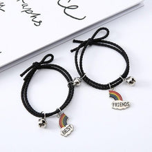 Load image into Gallery viewer, Simple Rainbow Magnet Attract Couple Bracelet Rainbow Bell Pendant Friendship Jewelry Adjustable Braided Rope Bangle Couple Bracelets Magnetic Matching Bracelets Jewelry Gifts For Couples Bestfriend
