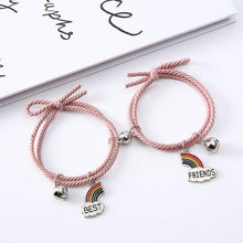 Load image into Gallery viewer, Simple Rainbow Magnet Attract Couple Bracelet Rainbow Bell Pendant Friendship Jewelry Adjustable Braided Rope Bangle Couple Bracelets Magnetic Matching Bracelets Jewelry Gifts For Couples Bestfriend
