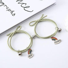 Load image into Gallery viewer, Simple Rainbow Magnet Attract Couple Bracelet Rainbow Bell Pendant Friendship Jewelry Adjustable Braided Rope Bangle Couple Bracelets Magnetic Matching Bracelets Jewelry Gifts For Couples Bestfriend
