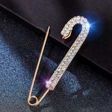 将图片加载到图库查看器，Simple Rhinestone Large Safety Pins For Cardigan Coat Sweater Costume Jewelry Women Accessories Women's Safety Pin with Crystal and Faux Pearls
