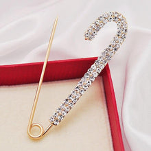 将图片加载到图库查看器，Simple Rhinestone Large Safety Pins For Cardigan Coat Sweater Costume Jewelry Women Accessories Women's Safety Pin with Crystal and Faux Pearls
