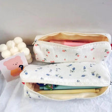 Load image into Gallery viewer, Simple Small Flowers White Fresh Style Pencil Bag Students Pencil Cases Unique Makeup Lightweight Cosmetic Bag Pouch

