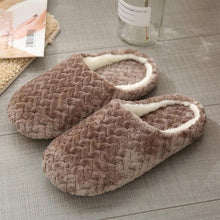 将图片加载到图库查看器，Simple Solid Soft Plush Slippers For Men And Women Winter Warm Indoor Non-slip Slippers Shoes Comfortable Memory Foam Slippers For Women's And Men's Casual House Shoes
