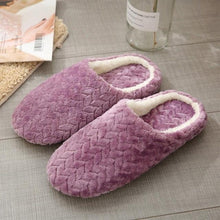 将图片加载到图库查看器，Simple Solid Soft Plush Slippers For Men And Women Winter Warm Indoor Non-slip Slippers Shoes Comfortable Memory Foam Slippers For Women's And Men's Casual House Shoes
