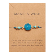 Load image into Gallery viewer, Simple Stone Charm Bracelet Colorful Black Red String Braided Couple Bracelets Wish Card Jewelry Handmade Woven Thread Rope String Nature Stone Beads Charm Bracelet Cuff Bangles With Message Card 18-30cm
