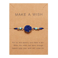 Load image into Gallery viewer, Simple Stone Charm Bracelet Colorful Black Red String Braided Couple Bracelets Wish Card Jewelry Handmade Woven Thread Rope String Nature Stone Beads Charm Bracelet Cuff Bangles With Message Card 18-30cm
