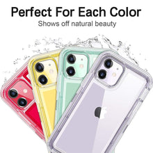 将图片加载到图库查看器，Simple Transparent White iPhone 11 12 13 Pro Max Phone Case MINI XR XS X XSMAX SE 6 7 8 Plus Transparent Shockproof Armor Glossy Case Phone Cover Heavy Duty Protective Dual Layer Shockproof Case with Hard Bumper Soft  Back
