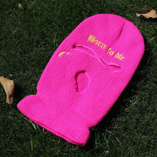 将图片加载到图库查看器，Ski Mask Knitted Face Cover Winter Balaclava Full Face Mask for Outdoor Sports 3 Hole Balaclava Party Mask Limited Embroidery Knit Hat Full Face Cover Balaclava Hats Funny Party Embroidery Beanies Caps Hole Knitted Full Face Cover
