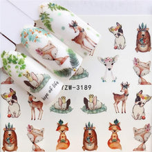 Load image into Gallery viewer, Sliders For Nails Winter Nail Stickers Elk Wolf Animal Sticker Figure Art Transfer Flowers Butterflies Watermark Water Slider Art Nail Stickers Sexy Girl Designs Comics Water Transfer Decals Manicure Lips Nail Art Decorations Slider Nail Art Stickers
