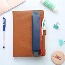将图片加载到图库查看器，Slim Leather Unique Design Pencil Case Book Holder Pouch With Elastic Band For Notebook Fashion School Pen Case
