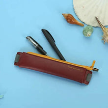 将图片加载到图库查看器，Slim Leather Unique Design Pencil Case Book Holder Pouch With Elastic Band For Notebook Fashion School Pen Case
