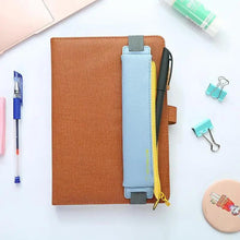 将图片加载到图库查看器，Slim Leather Unique Design Pencil Case Book Holder Pouch With Elastic Band For Notebook Fashion School Pen Case
