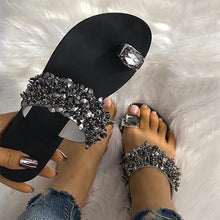Load image into Gallery viewer, Slippers Women Shoes Summer Sandals Beach Elegant Shiny Flat Slippers Outside Slides Shining Crystal Glitter Slides Cozy Bedroom Slippers Shower Shoes Cute Women Platform Sandals
