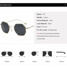 Load image into Gallery viewer, Small Frame Sunglasses For Women Small Square Polarized Sunglasses for Men and Women Polygon Mirrored Retro Shape Metal Design Sun Glasses for Men New Fashionable Ocean Lens
