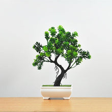 将图片加载到图库查看器，Small Green Artificial Pot Decor Bonsai Green Fake Flowers Potted Ornaments for Home Garden Decor Party Hotel Decor
