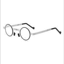 将图片加载到图库查看器，Small Metal Round Folding Reading Glasses Retro Circle Blue Light Computer Grade Glasses Narrow Eyeglasses Frame And Anti Glare Reading Glasses Foldable Computer Reading Glasses For Men  +3.5
