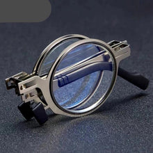 将图片加载到图库查看器，Small Metal Round Folding Reading Glasses Retro Circle Blue Light Computer Grade Glasses Narrow Eyeglasses Frame And Anti Glare Reading Glasses Foldable Computer Reading Glasses For Men  +3.5
