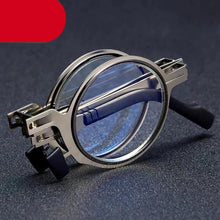 将图片加载到图库查看器，Small Metal Round Folding Reading Glasses Retro Circle Blue Light Computer Grade Glasses Narrow Eyeglasses Frame And Anti Glare Reading Glasses Foldable Computer Reading Glasses For Men  +3.5
