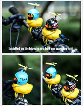将图片加载到图库查看器，Small Yellow Bike Duck Bicycle Bell Luminous Airscrew Helmet Duck Ducky Bicycle Wind Motor Riding Cycling Lights Horn Rubber Duck Toy Car Ornaments Yellow Duck Car Dashboard Decorations Squeeze Duck Bicycle Horns With Propeller Helmet

