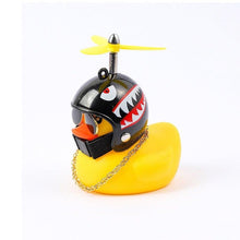 将图片加载到图库查看器，Small Yellow Bike Duck Bicycle Bell Luminous Airscrew Helmet Duck Ducky Bicycle Wind Motor Riding Cycling Lights Horn Rubber Duck Toy Car Ornaments Yellow Duck Car Dashboard Decorations Squeeze Duck Bicycle Horns With Propeller Helmet
