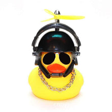 将图片加载到图库查看器，Small Yellow Bike Duck Bicycle Bell Luminous Airscrew Helmet Duck Ducky Bicycle Wind Motor Riding Cycling Lights Horn Rubber Duck Toy Car Ornaments Yellow Duck Car Dashboard Decorations Squeeze Duck Bicycle Horns With Propeller Helmet
