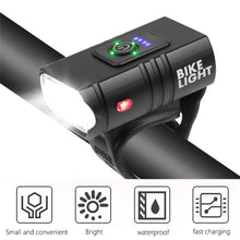 Load image into Gallery viewer, Smart Bicycle Front Light Set USB Rechargeable Front Light LED Headlight Bike Lamp Cycling Flash Light Powerful Rechargeable Bike Light For Night Riding Super Bright Bicycle Headlight For Cycling Road Mountain
