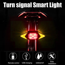 Load image into Gallery viewer, Smart Bike Light Wireless Remote Control Cycling Turning Signal Taillight USB Bicycle Rechargeable Rear Light Turn Signals With Wireless Remote Rechargeable Safety Warning Cycling Light Fits On Any Bicycle
