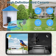 将图片加载到图库查看器，Smart Bird Feeder with Solar Powered Camera 1080P HD AI Identify PIR
