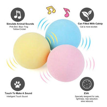 Load image into Gallery viewer, Smart Cat Toys Interactive Ball with Catnip Cat Training Squeaky Fidget Toys Cats Products for Pets Fluffy Plush Cat Ball Toys Interactive Chirping Balls Cat Kicker Toy Animal Chirping Sounds Fun Catnip Toys for Cat Exercise
