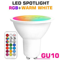 Load image into Gallery viewer, Smart For Home LED Light Bulb E27 E14 GU10 B22 220V 110V  Spot Magic Changeable Lamp Lampada+IR Control Decoration RGB White  Compatible with Alexa Google Home, RGBCW Smart GU10 Bulb, WiFi Smart LED Spot Light Bulb Indoor Decoration
