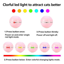 Load image into Gallery viewer, Smart Interactive Cat Toy Colorful LED Self Rotating Ball Bell and Feather Toys USB Rechargeable Cat Kitten Ball Toy Cat Exercise Ball with Feather Bell and Catnip
