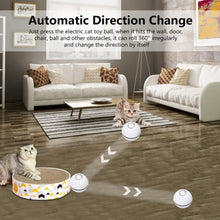 Load image into Gallery viewer, Smart Interactive Cat Toy Colorful LED Self Rotating Ball Bell and Feather Toys USB Rechargeable Cat Kitten Ball Toy Cat Exercise Ball with Feather Bell and Catnip
