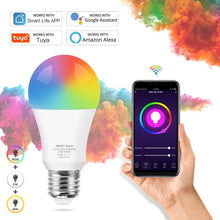 Load image into Gallery viewer, Smart Light Bulb E27 LED Lamp RGB+White+Warm White Work With Alexa Google Home Dimmable Timer Function RGB LED Bulb Bulb-Timer  Sunrise  Sunset Dimmable Multicolo Warm White No Hub Required Compatible With Alexa Google Home Assistant
