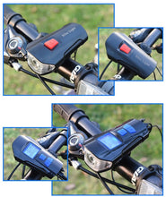Load image into Gallery viewer, Smart Waterproof Bicycle Light USB Rechargeable Bike Front Light Flashlight With Bike Computer LCD Speedometer Waterproof Bicycles Light And Odometer Horn For Safe Cycling 4 Modes Fits For All Mountain Road Bikes
