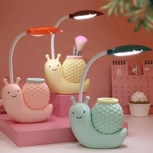 将图片加载到图库查看器，Snail Led Table Lamp Cute Pen Holder Desk Light Reading Study Children Bedroom College Dorm Eye Protection Adjustable Organizer Cute Study Lamps for Bedroom Décor

