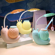 将图片加载到图库查看器，Snail Led Table Lamp Cute Pen Holder Desk Light Reading Study Children Bedroom College Dorm Eye Protection Adjustable Organizer Cute Study Lamps for Bedroom Décor
