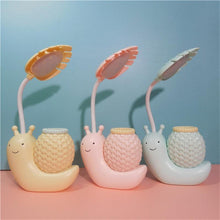 将图片加载到图库查看器，Snail Led Table Lamp Cute Pen Holder Desk Light Reading Study Children Bedroom College Dorm Eye Protection Adjustable Organizer Cute Study Lamps for Bedroom Décor
