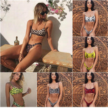 Load image into Gallery viewer, Snakeskin Bikini Women Swimwear Leopard Bikinis Swim Suit Push Up Swimsuit  Women's Bikini Scoop Neck Straps Cutout Crop Top with Cheeky Bottom Two Piece Swimsuits Female Beachwear Swimming Bikini Women
