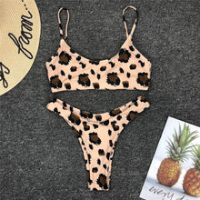 Load image into Gallery viewer, Snakeskin Bikini Women Swimwear Leopard Bikinis Swim Suit Push Up Swimsuit  Women's Bikini Scoop Neck Straps Cutout Crop Top with Cheeky Bottom Two Piece Swimsuits Female Beachwear Swimming Bikini Women
