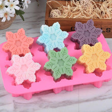 Load image into Gallery viewer, Snowflake Chocolate Mold Soap Silicone Ice Tray Cake  Christmas Mould 6 Cavities Baking Pastry Tools Silicone Snowflake Molds Cake Pans Cookie Trays Handmade Soap Making Mould
