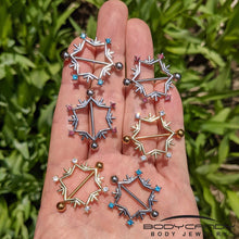 Load image into Gallery viewer, 14G 3/4 Rose Gold Tone Snowflake Christmas Nipple Shield Set
