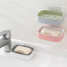 将图片加载到图库查看器，Soap Rack No Drilling Wall Mounted Double Layer Soap Holder Soap Sponge Dish Bathroom Accessories Soap Dishes Self Adhesive Soap Dish Bar Soap Holder Soap Dishes Tray Saver Case Box for Shower Bathroom Kitchen Dish Drainer Drying Rack
