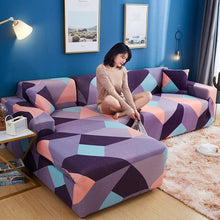 Load image into Gallery viewer, Sofa Cover Geometric Couch Cover Elastic Sofa Cover for Living Room Pets Corner L Shaped Chaise Longue Sofa Slipcover Shaped Sofa Slipcovers with Elastic Bottom, Jacquard Chaise Lounge Set for Living Room
