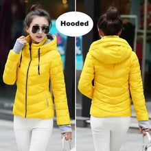Load image into Gallery viewer, Soft And Comfortable Winter Jacket For Women Short Women's Thicken Outerwear In solid hooded Coats Zipper For Female Slim Cotton padded basic tops
