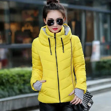 Load image into Gallery viewer, Soft And Comfortable Winter Jacket For Women Short Women's Thicken Outerwear In solid hooded Coats Zipper For Female Slim Cotton padded basic tops
